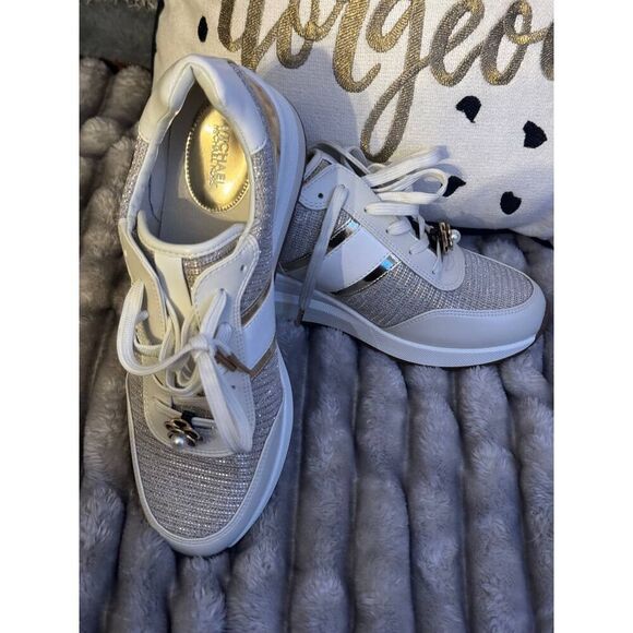 MK michael kors mabel glitter chain mesh trainers,sneakers,shoe gold metallic 10 - Picture 6 of 11